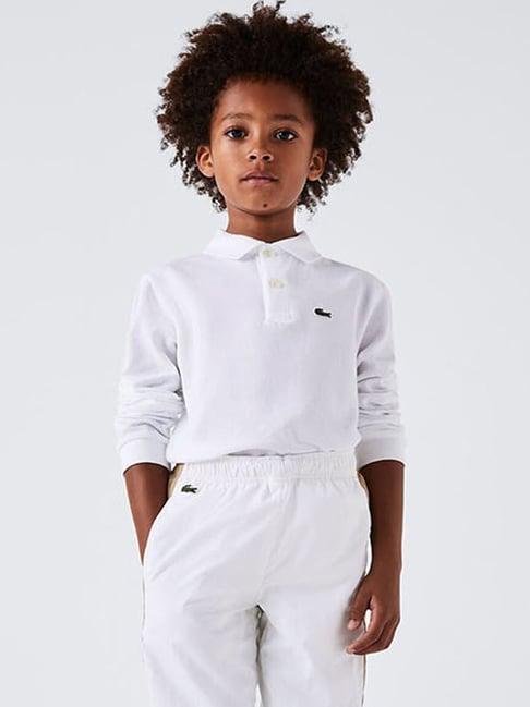 lacoste kids white solid full sleeves polo t-shirt