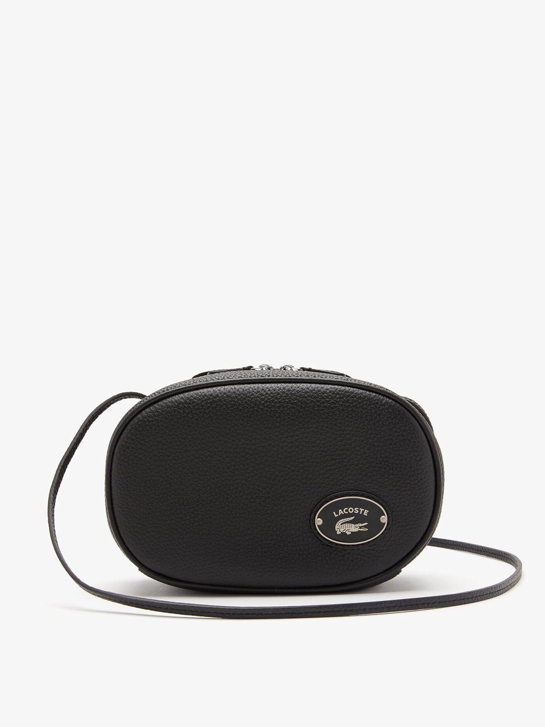 lacoste leather structured sling bag
