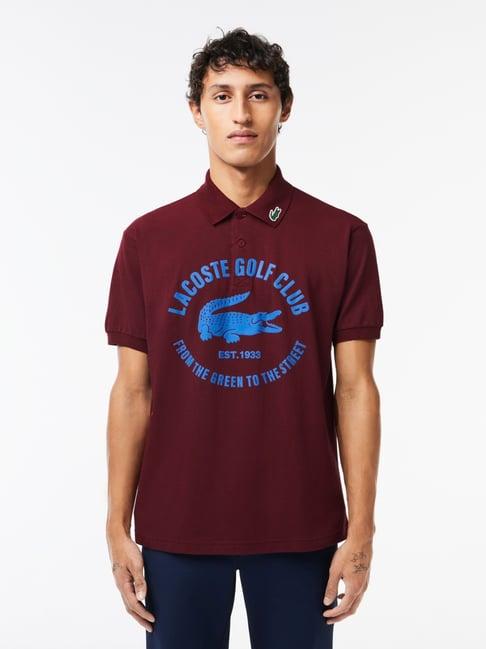 lacoste maroon classic fit printed polo t-shirt