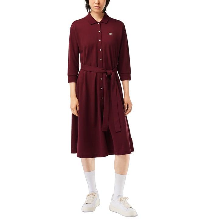 lacoste maroon core collection piqu¿ regular fit polo dress