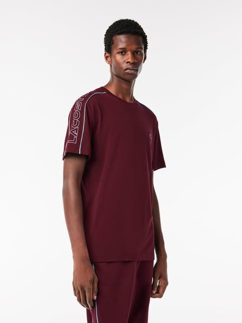 lacoste maroon cotton regular fit t-shirt