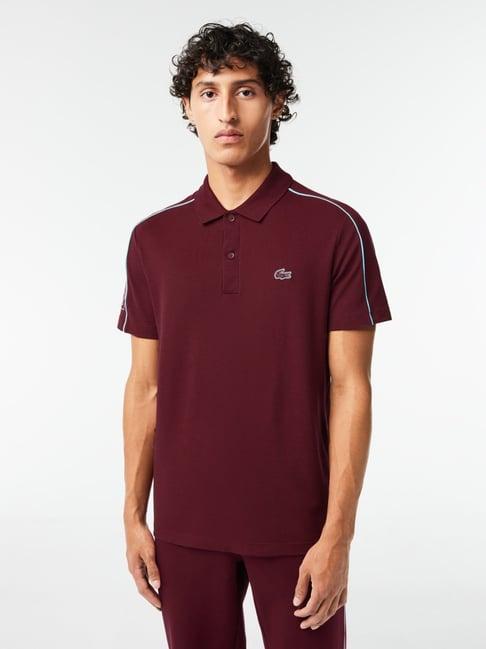 lacoste maroon cotton slim fit polo t-shirt