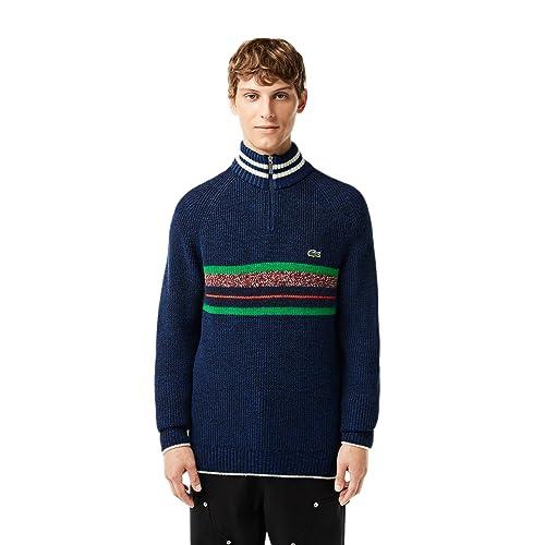 lacoste men's wool blend collared neck sweaters (ah0817niq_blue_06)