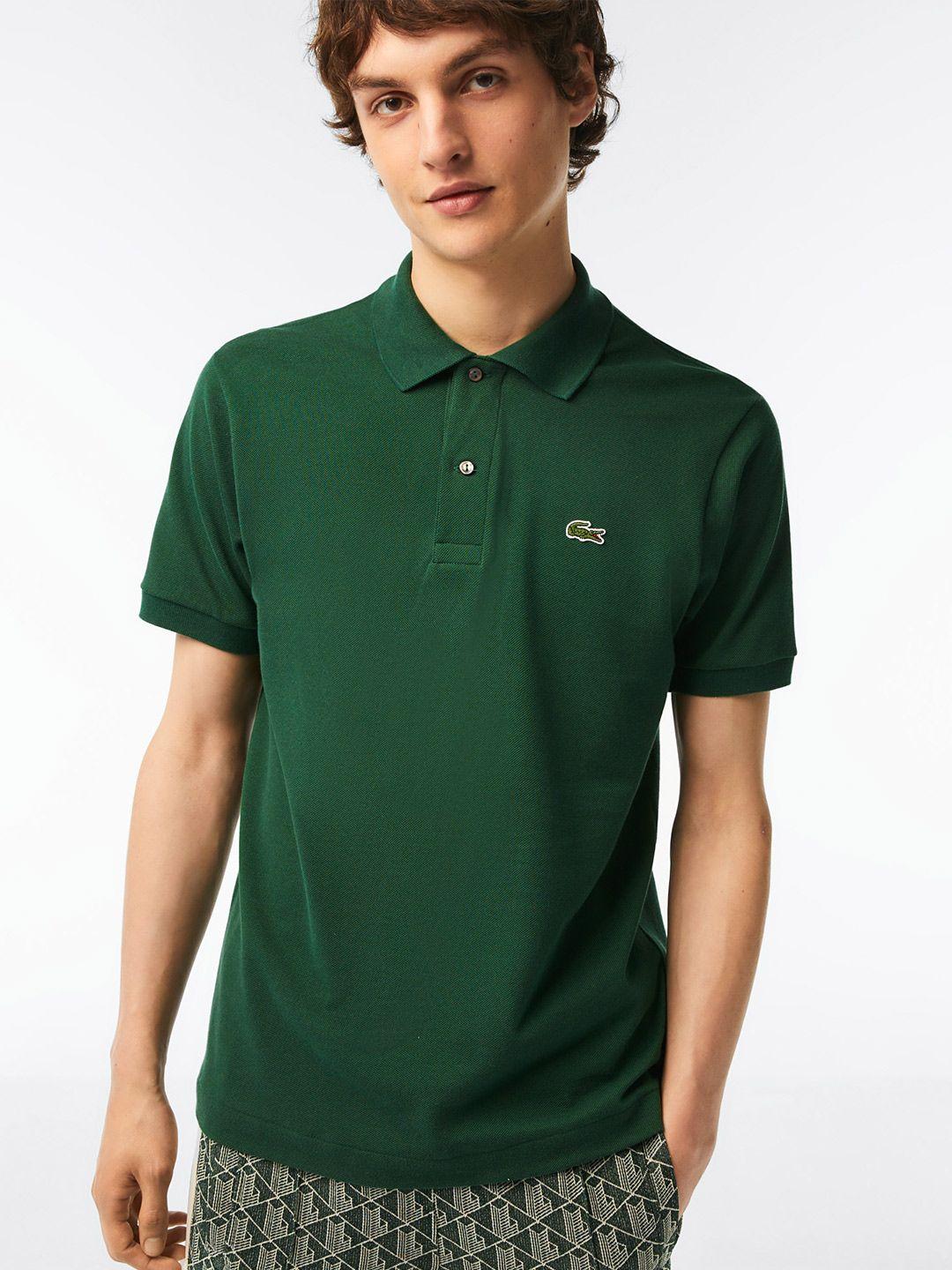 lacoste men applique polo collar pure cotton t-shirt