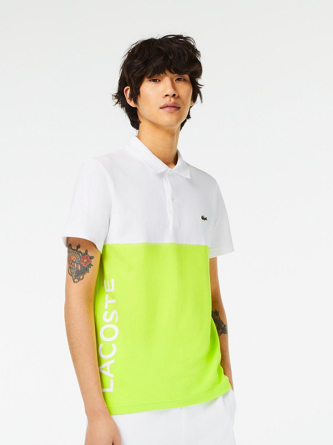 lacoste men colourblock polo collar sports t-shirt