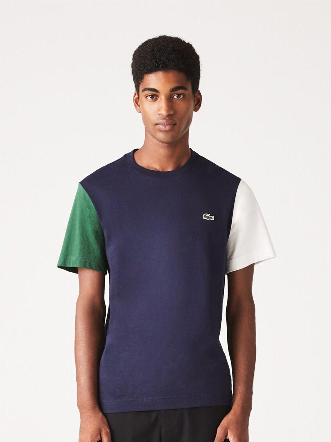 lacoste men colourblocked cotton t-shirt