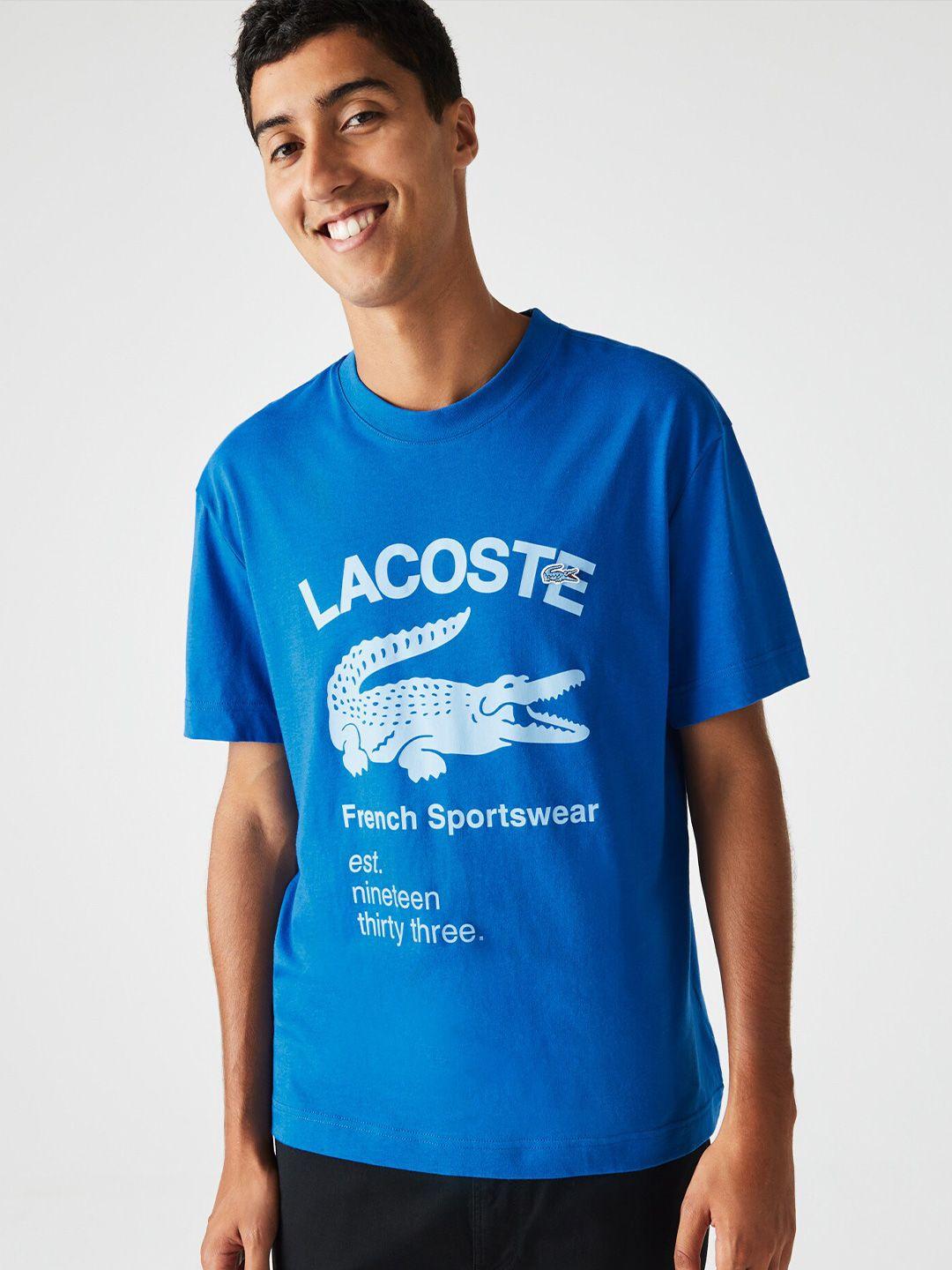 lacoste men typography pure cotton relaxed fit t-shirt