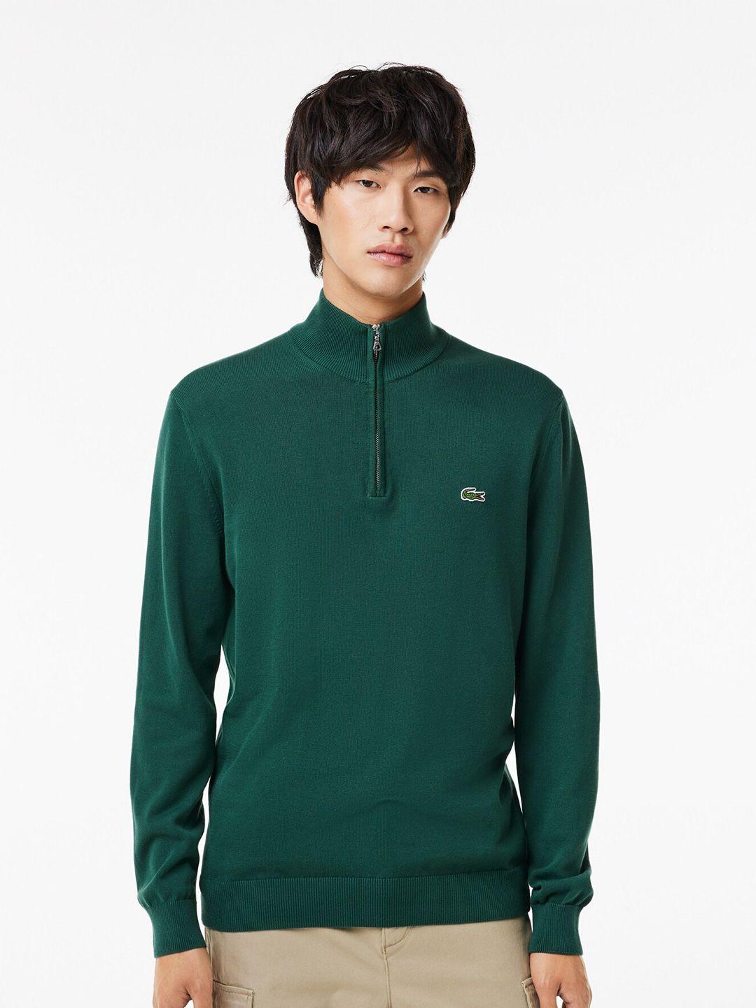 lacoste mock collar pure cotton pullover