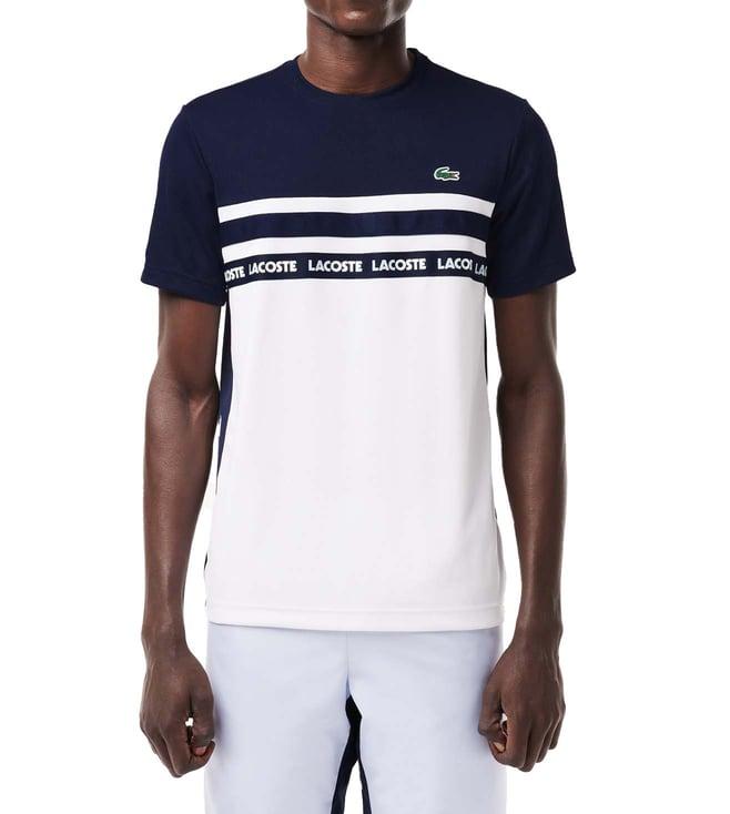 lacoste navy colour-block regular fit t-shirt