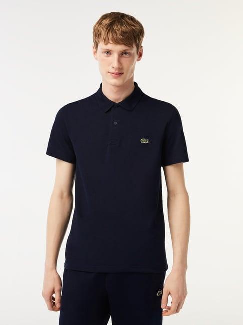 lacoste navy cotton regular fit polo t-shirt