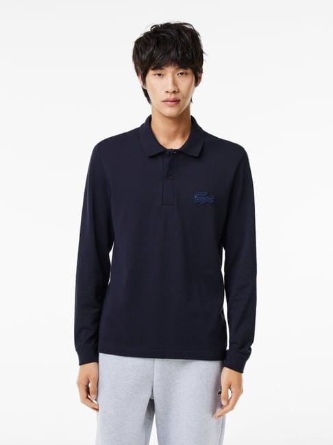 lacoste navy cotton regular fit polo t-shirt