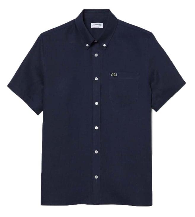 lacoste navy regular fit shirt