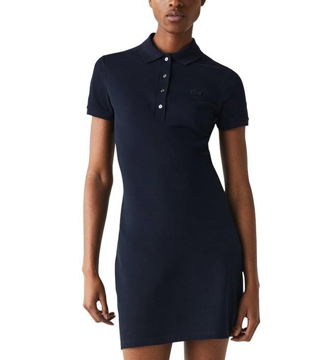 lacoste navy stretch cotton pique slim fit polo dress