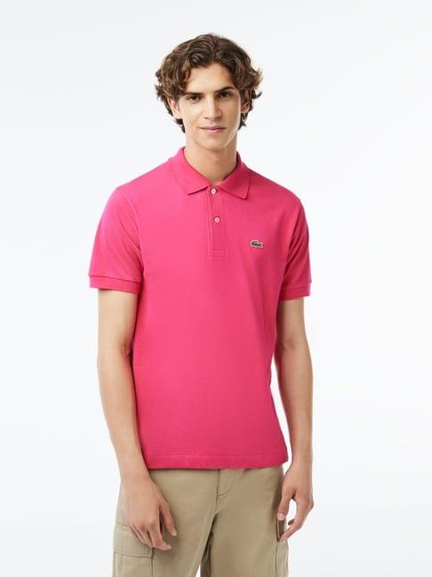 lacoste pink cotton classic fit polo t-shirt