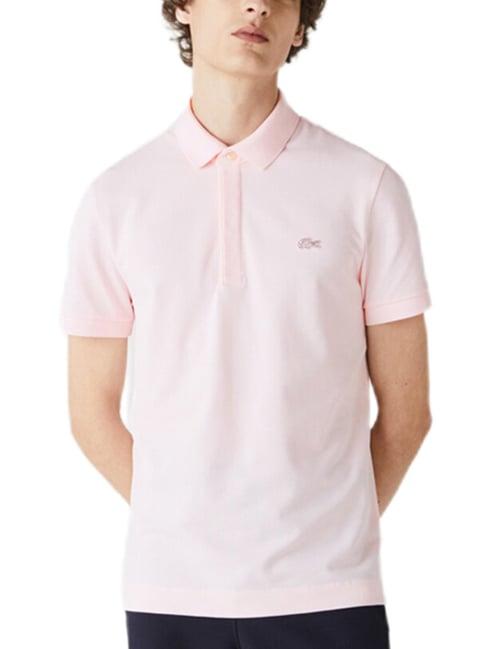 lacoste pink cotton regular fit polo t-shirt