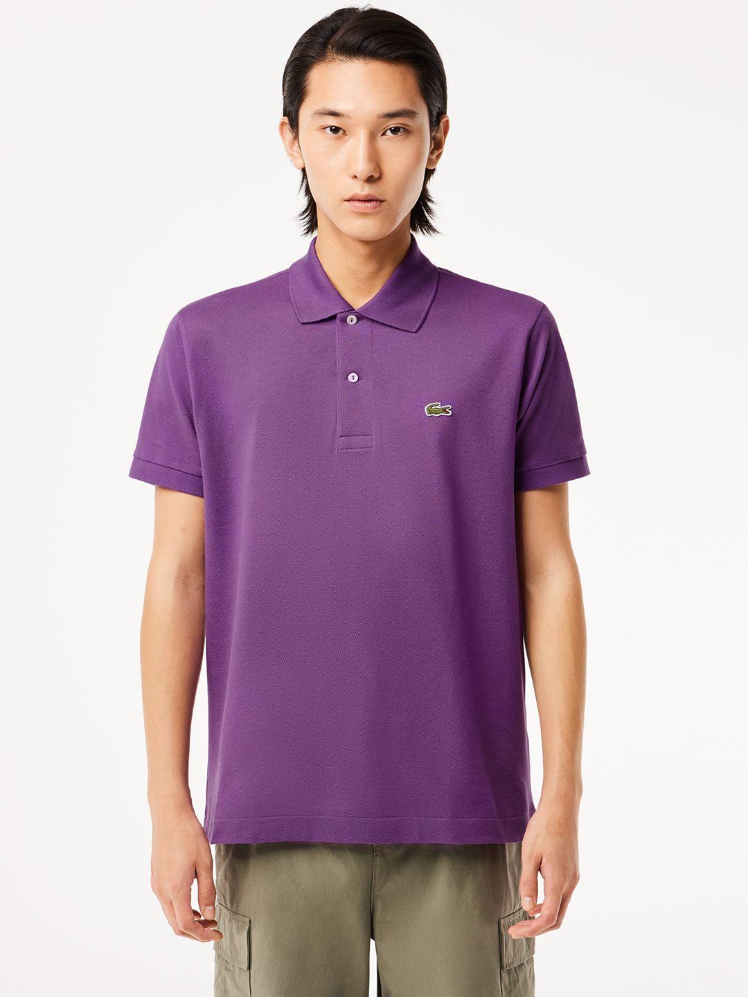 lacoste polo collar cotton applique t-shirt