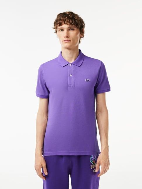 lacoste purple cotton slim fit polo t-shirt