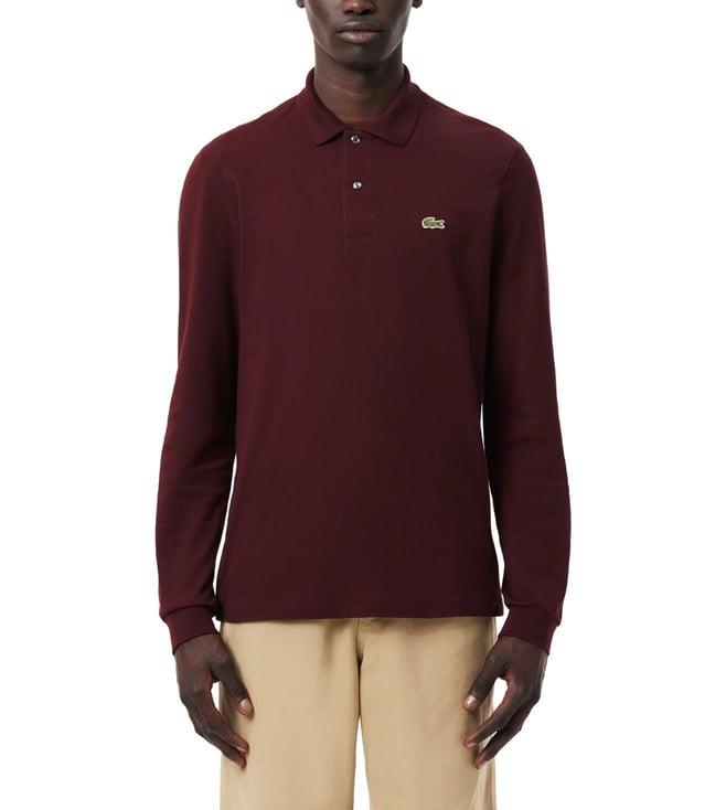 lacoste purple original l.12.12 long sleeve cotton polo t-shirt