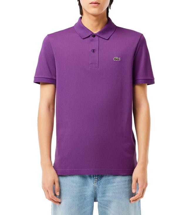 lacoste purple slim fit polo t-shirt