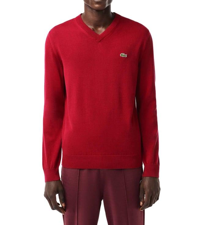 lacoste red regular fit sweater