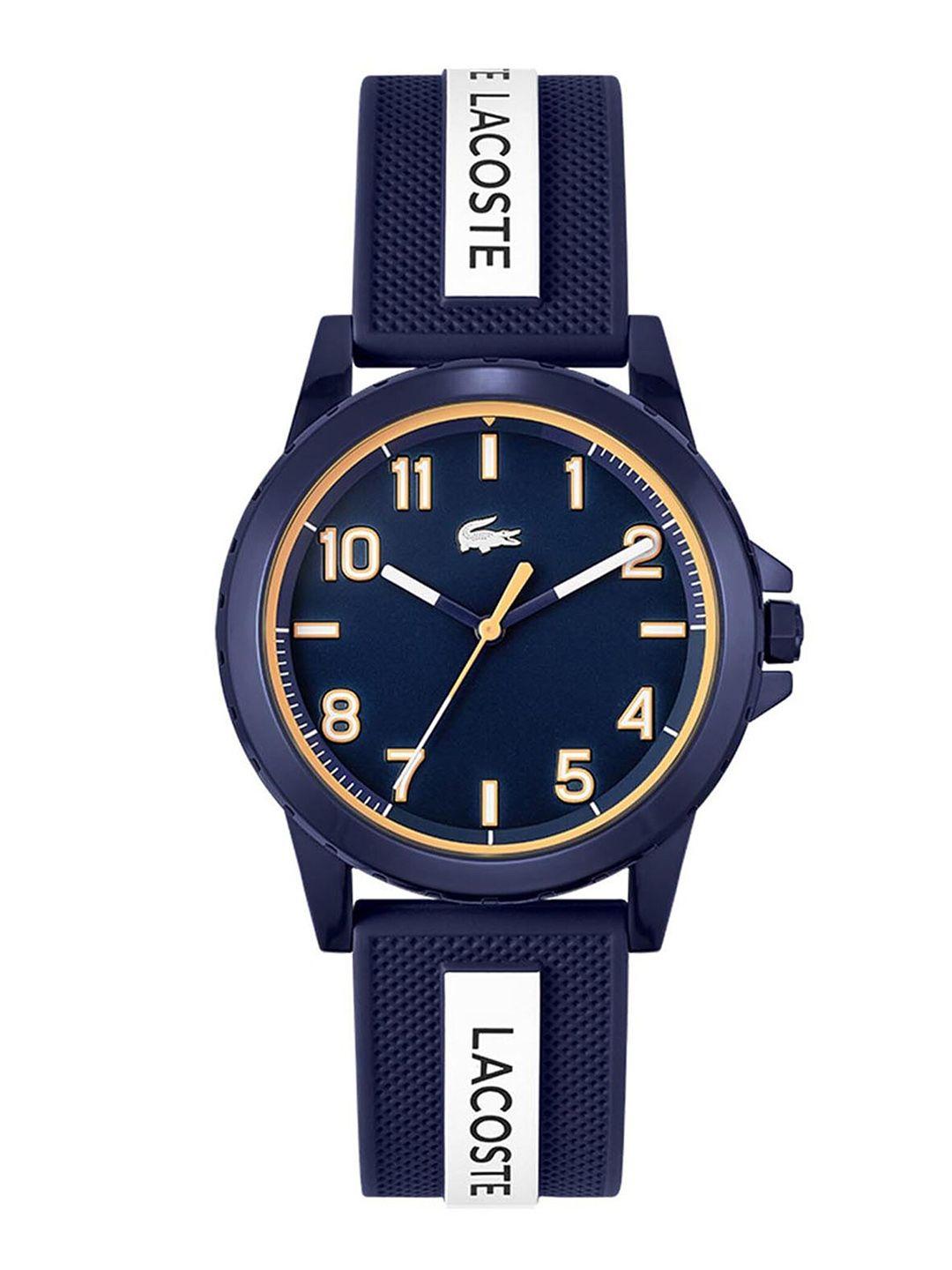 lacoste unisex blue brass dial & blue bracelet style straps analogue watch 2020142