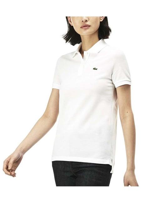 lacoste white boxy fit polo t-shirt