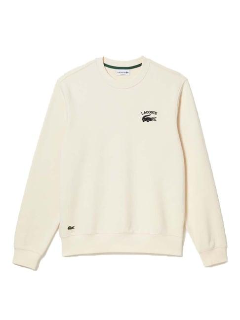 lacoste white cotton classic fit sweatshirt