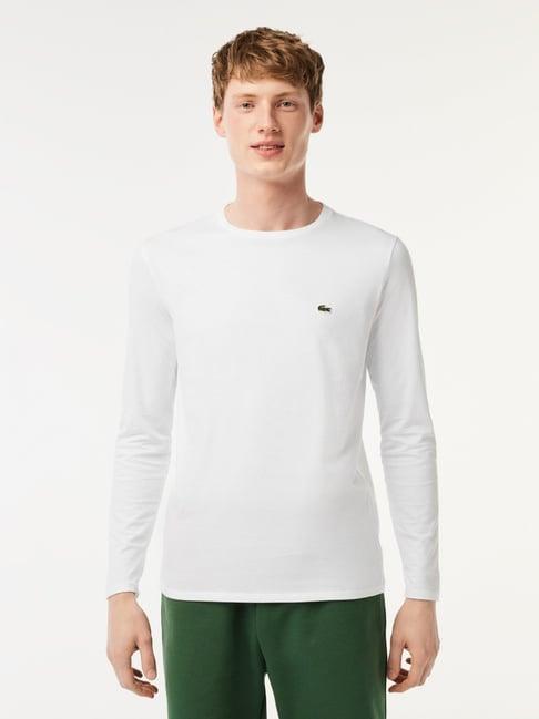 lacoste white cotton regular fit t-shirt
