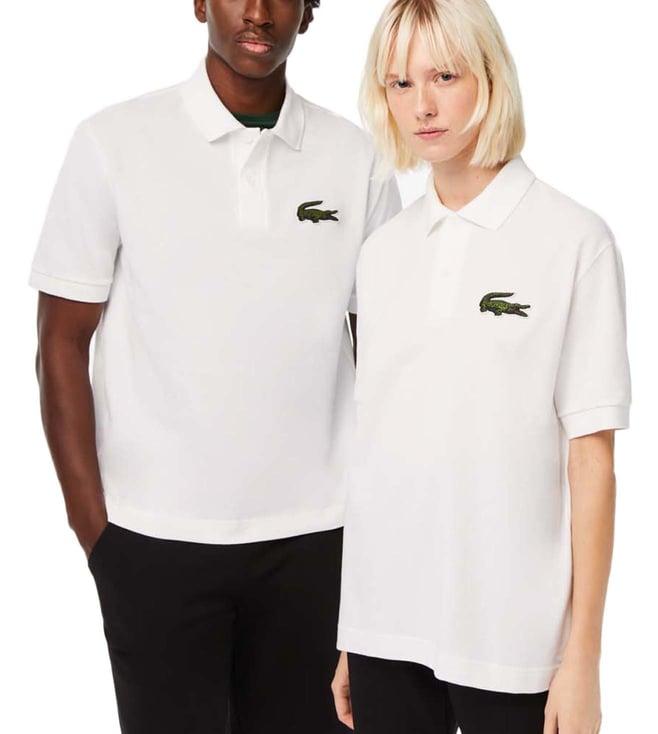 lacoste white loose fit polo t-shirt