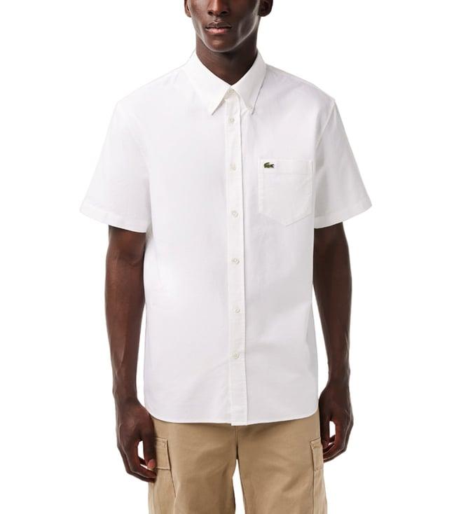 lacoste white permanent offer oxford regular fit shirts