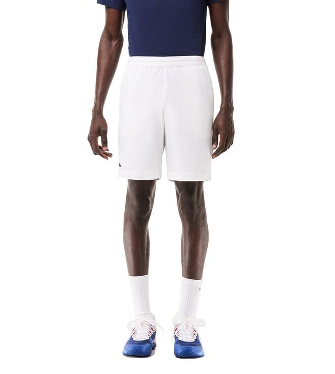 lacoste white sportsuit ultra-dry regular fit tennis shorts