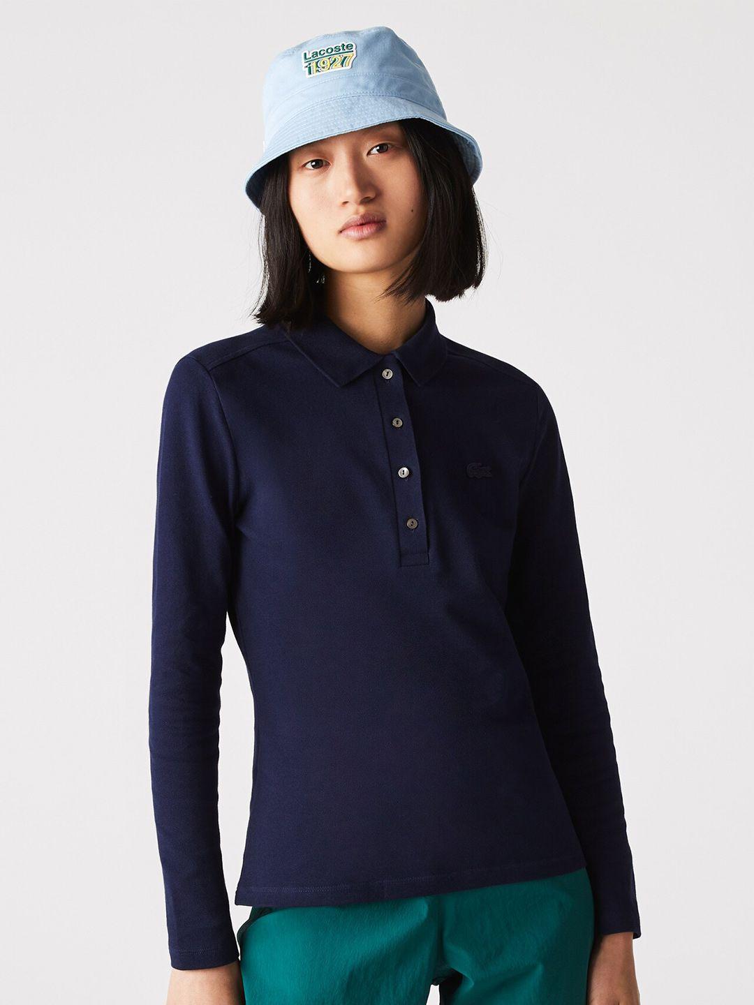 lacoste women polo collar slim fit t-shirt