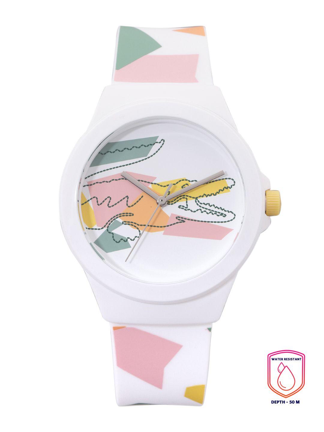 lacoste women white printed neocroc analogue watch 2001219-white