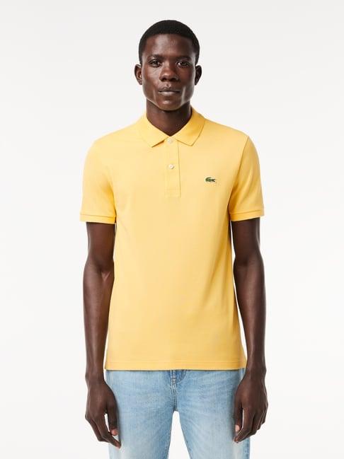 lacoste yellow cotton slim fit polo t-shirt