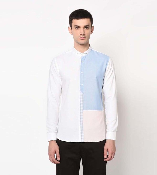 lacquer embassy white & blue sestao cut and sew shirt