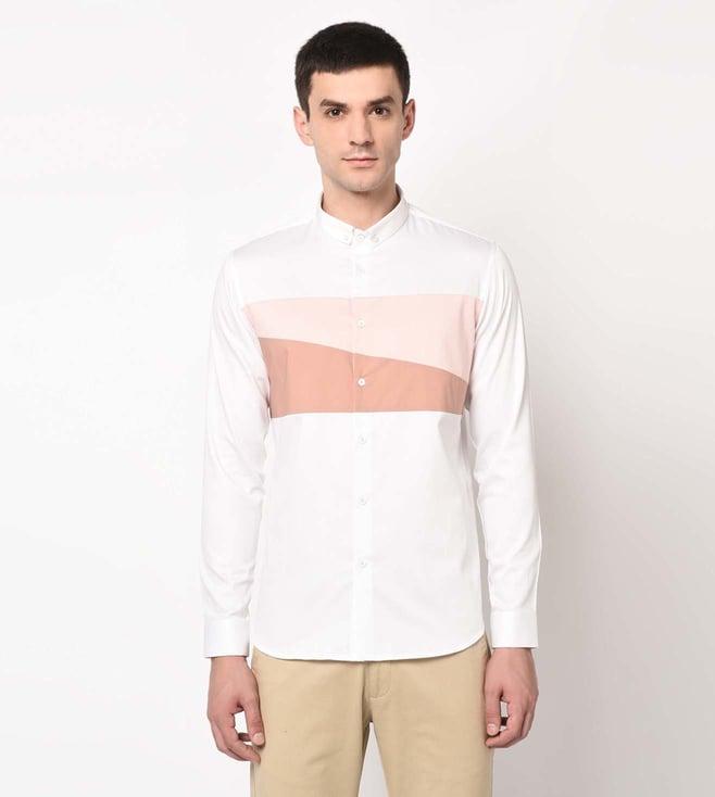 lacquer embassy white & pink jerez cut and sew shirt