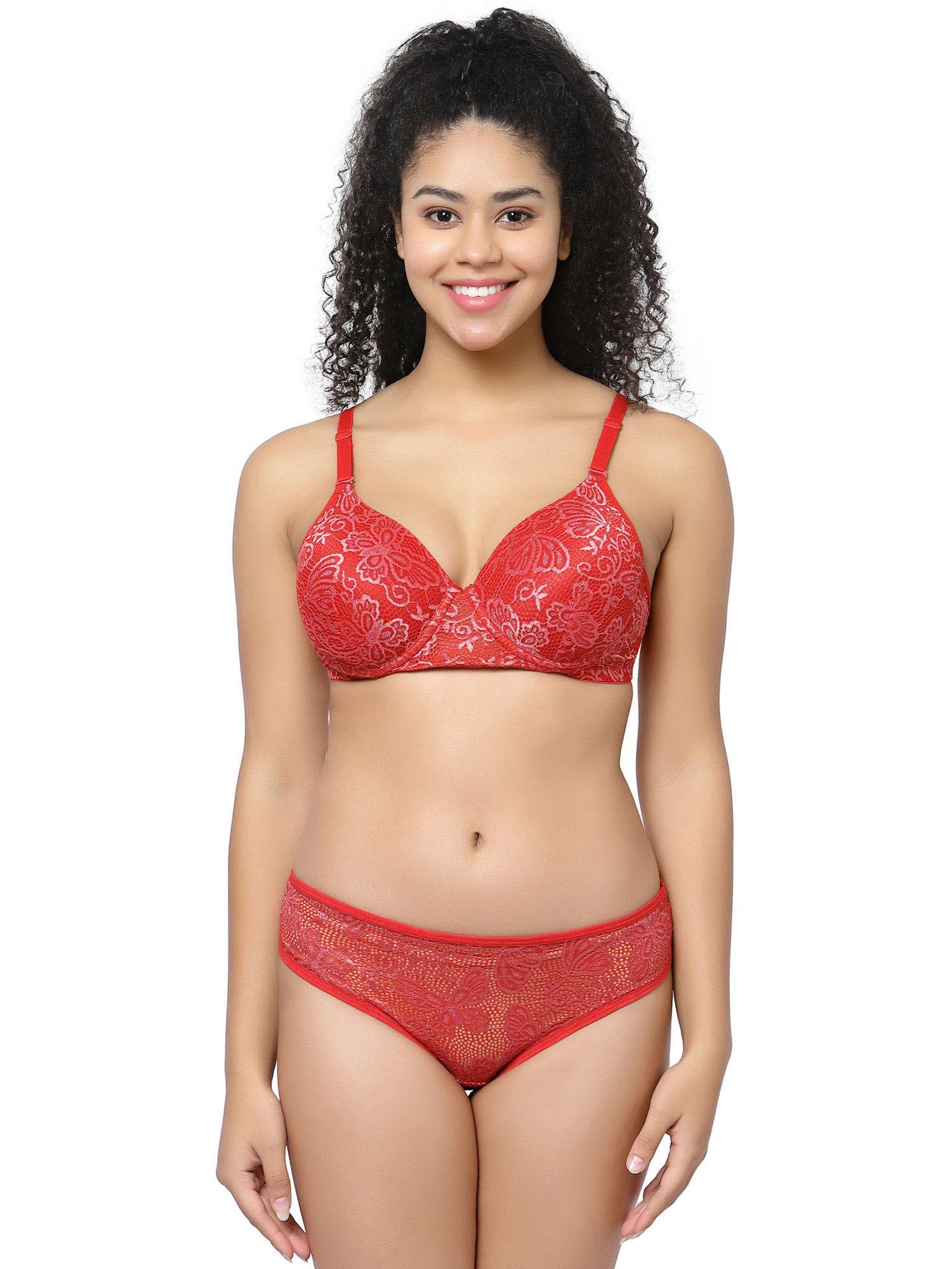 lacy red lingerie (set of 2)