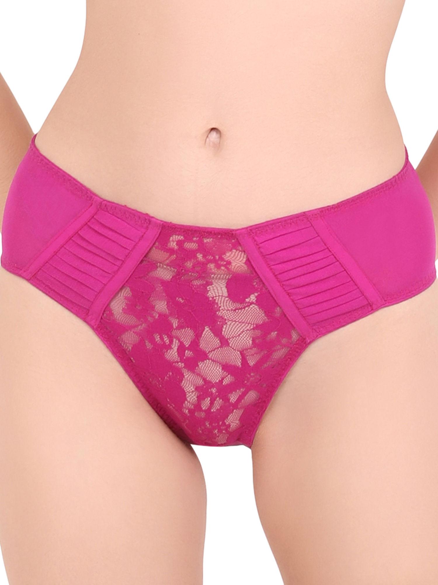 lacy wonders-fuscia pink pleats lace panty