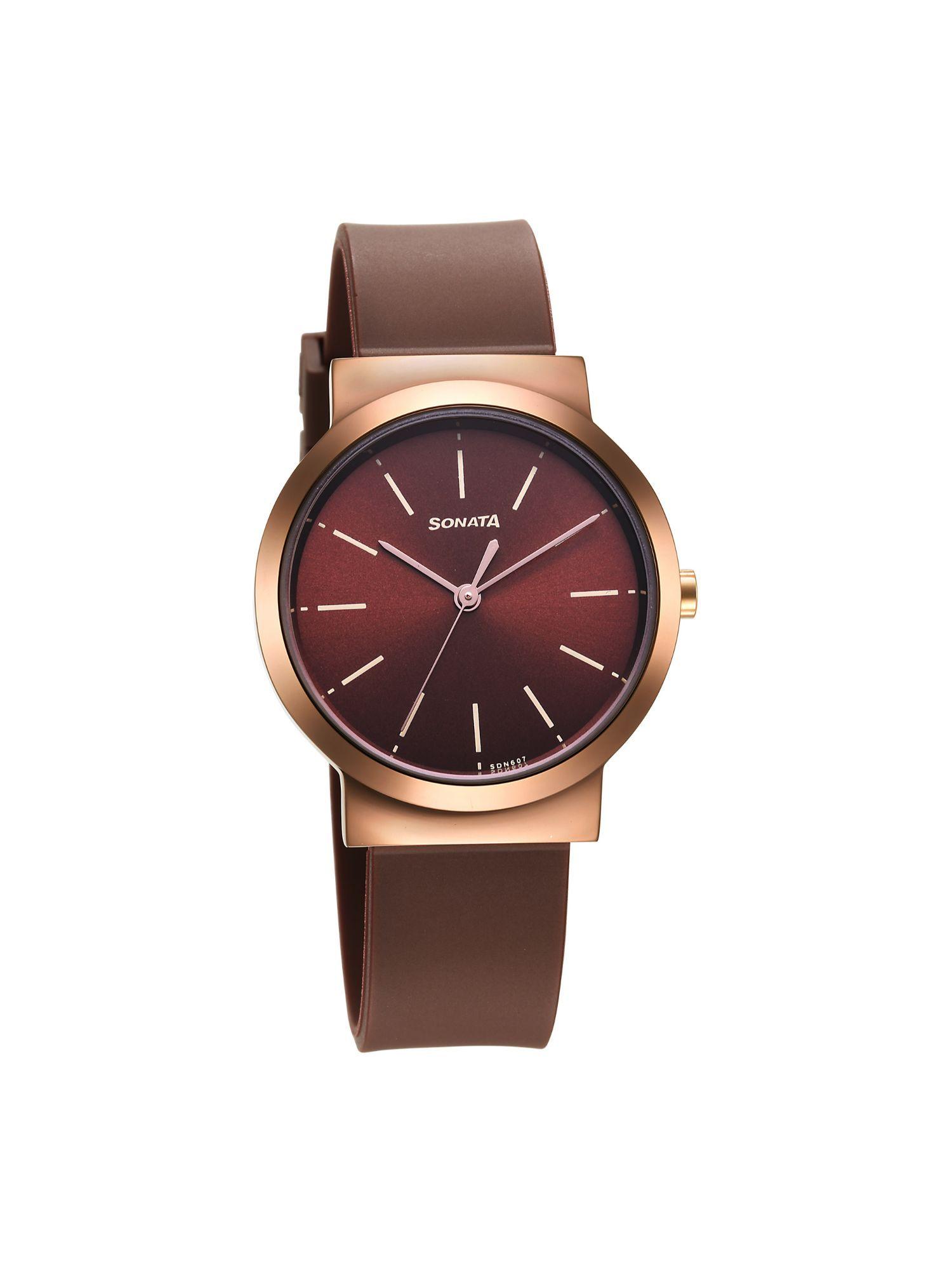 ladies fashion essentials 2023 brown dial analog watch for women_87044kp01