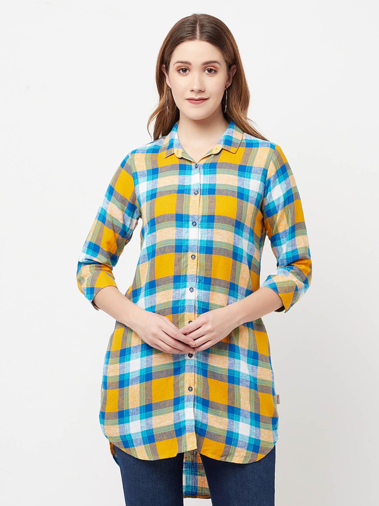 ladies mustard checked shirt