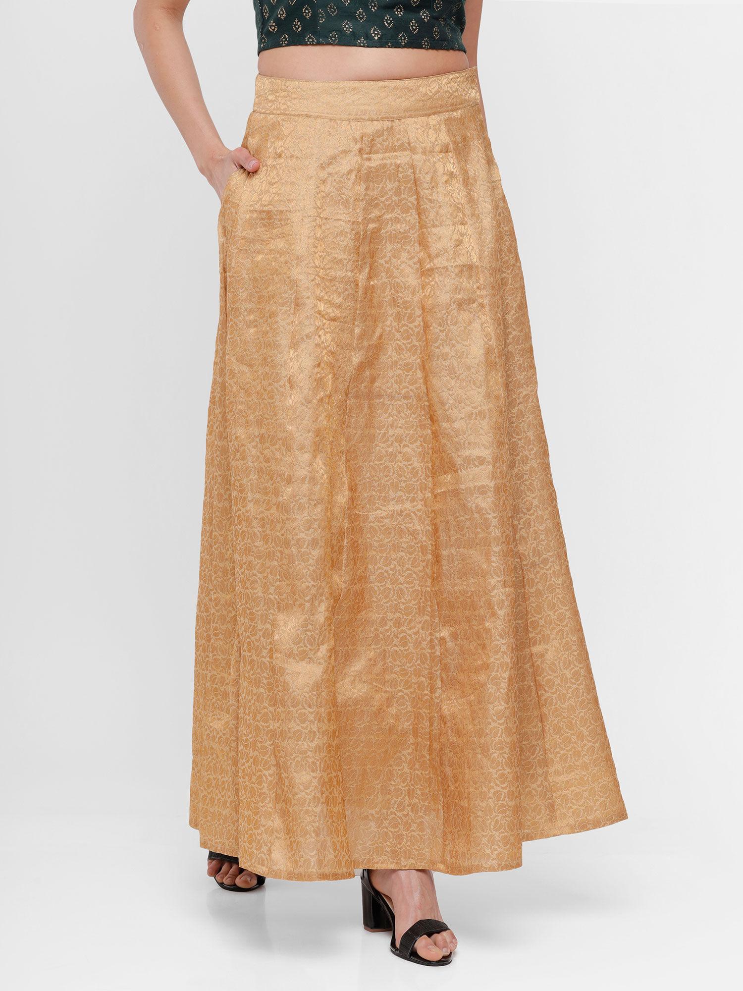 ladies skirt jacquard polyester gold