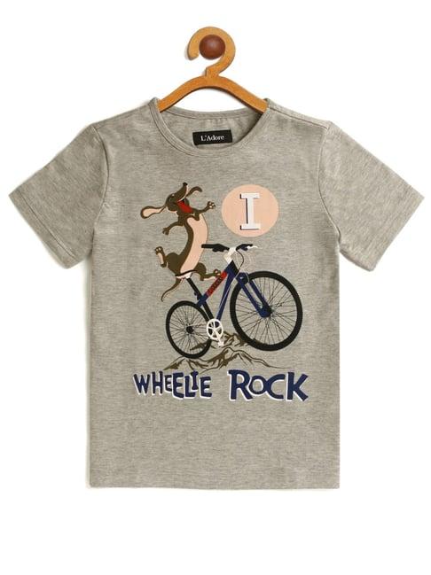 ladore kids grey printed t-shirt