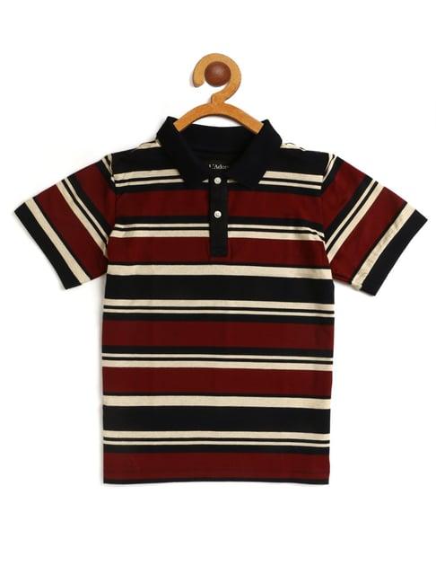 ladore kids maroon striped polo t-shirt