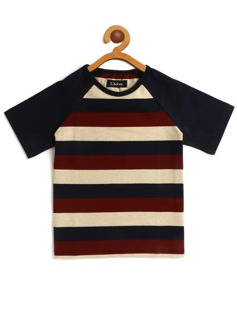 ladore kids maroon striped t-shirt