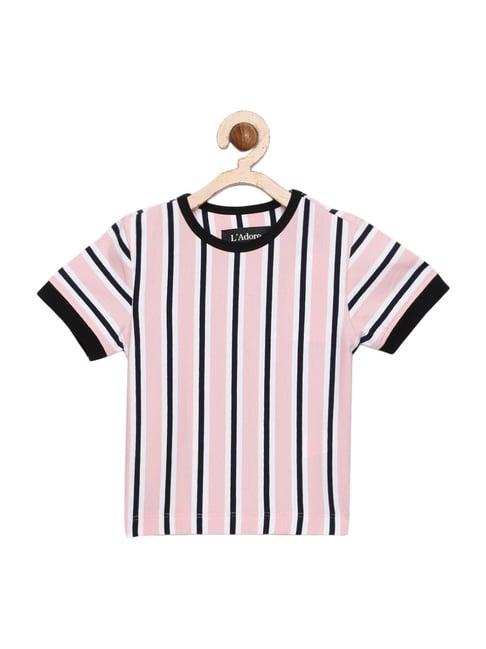 ladore kids pink striped t-shirt