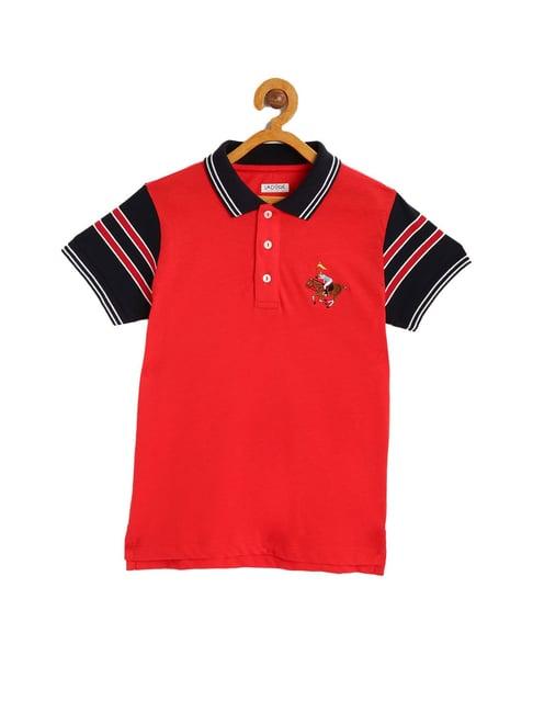 ladore kids red solid polo t-shirt