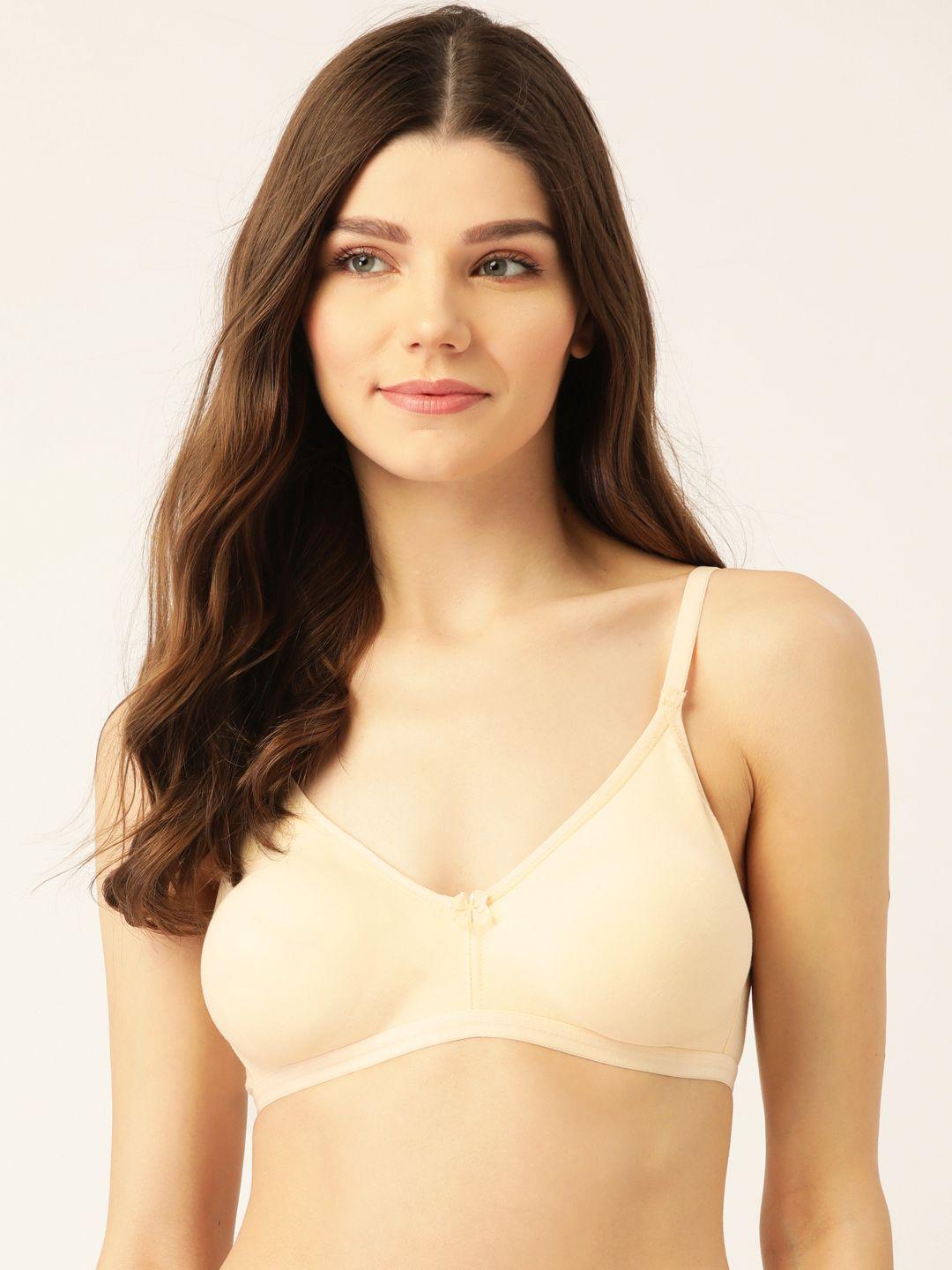 lady lyka cream-coloured solid non-wired non padded pure cotton t-shirt bra liberty-01-skn