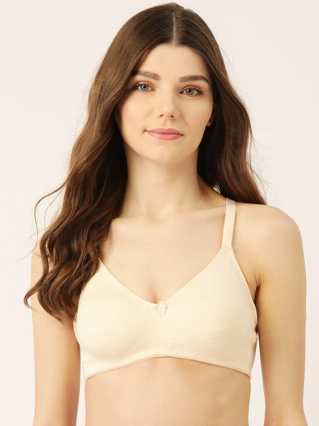 lady lyka cream-coloured solid non-wired non padded t-shirt bra liberty-05-skn