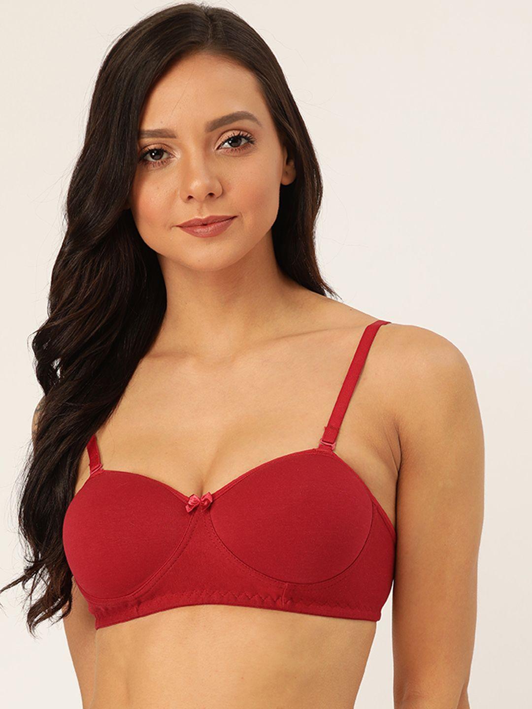lady lyka maroon solid non-wired lightly padded t-shirt bra sweet18-mrn