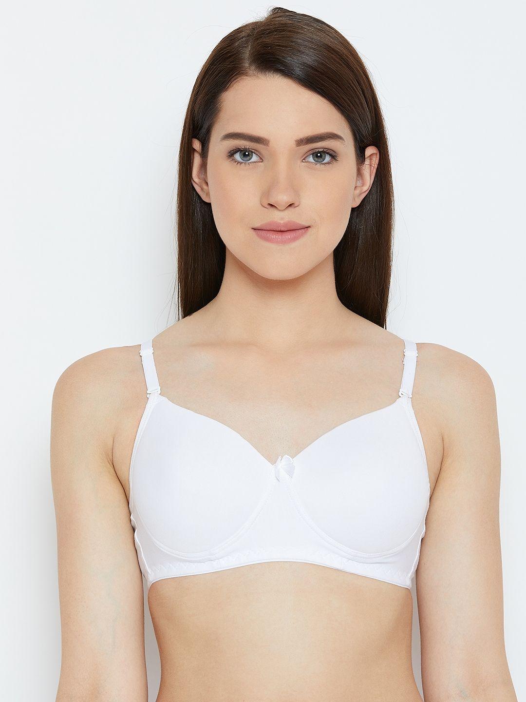 lady lyka white solid non-wired lightly padded t-shirt bra rose